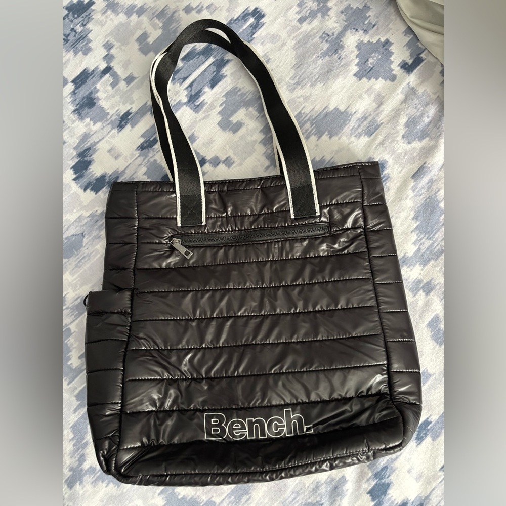 Bench Shiny Black Puffer Tote